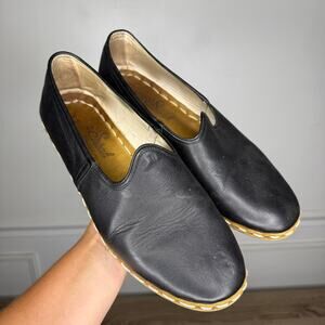 Sabah Black Leather Slip On Loafer Handmade in Turkey EU 45 US 12.5